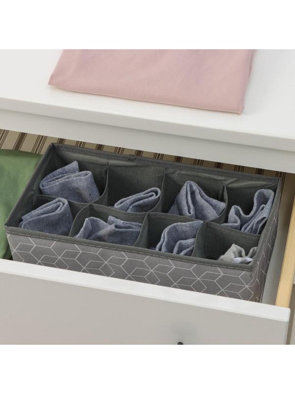 Органайзер для хранения белья Доляна «Фора», 8 отделений, 28×14×10 см, цвет серый