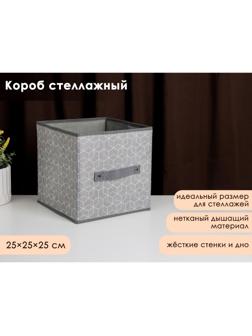 Короб стеллажный для хранения Доляна «Фора», 25×25×25 см, цвет серый