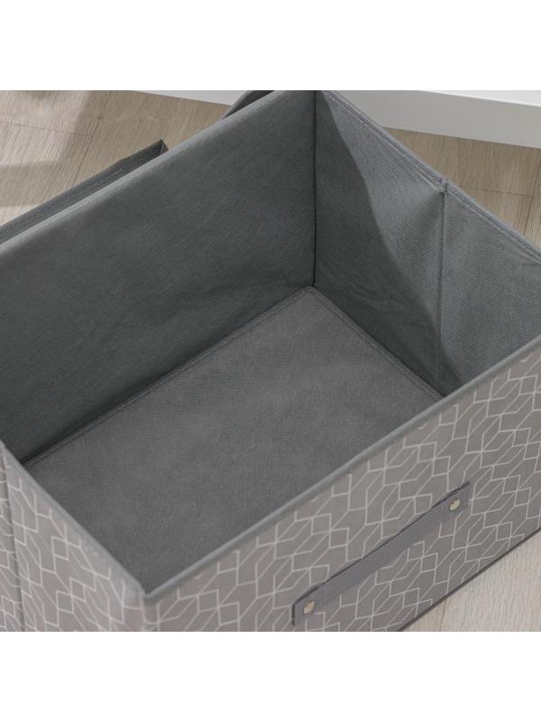 Короб стеллажный для хранения с крышкой Доляна «Фора», 40×30×25 см, цвет серый