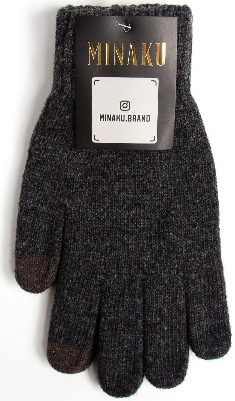 Перчатки мужские MINAKU однотонные, цв. серый, р-р 9-10 (22-24 см)
