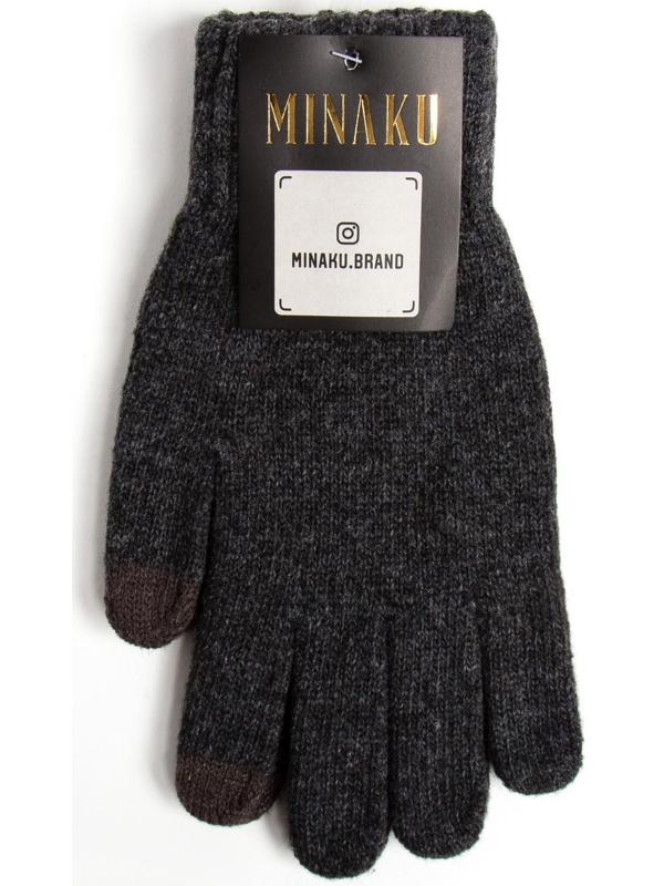 Перчатки мужские MINAKU однотонные, цв. серый, р-р 9-10 (22-24 см)