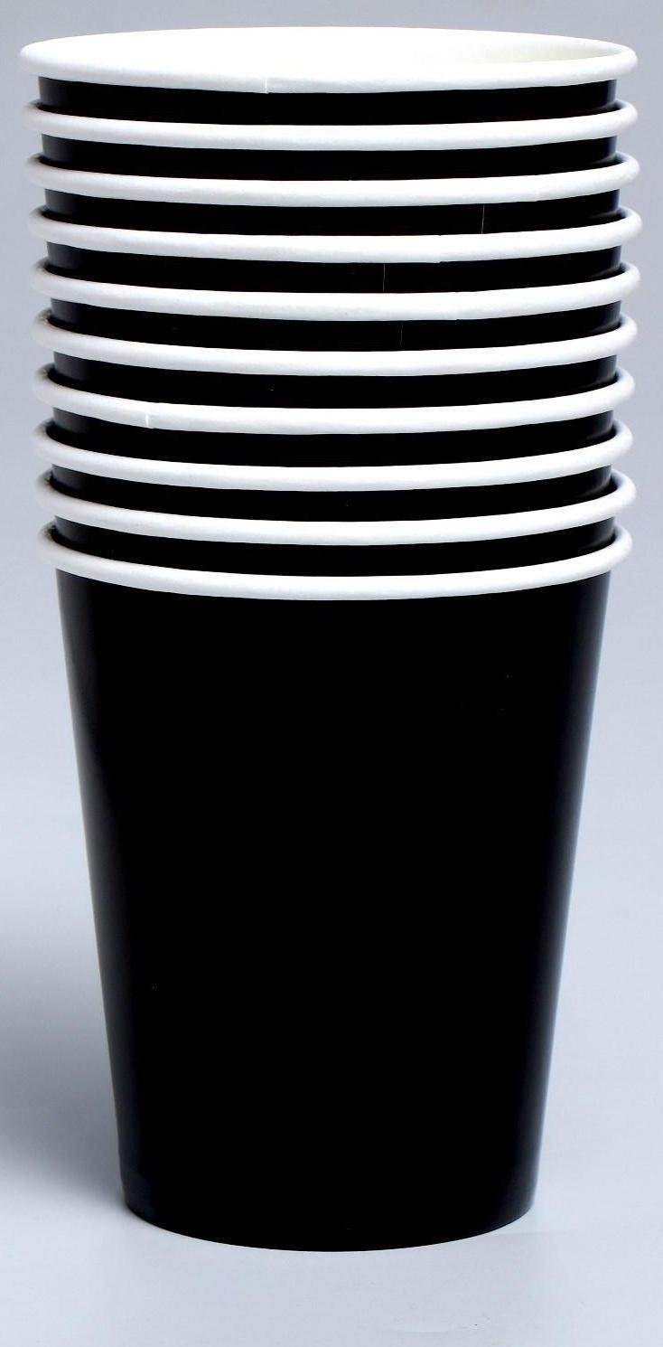 Стакан бумажный однотонный, цвет черный, 250 мл