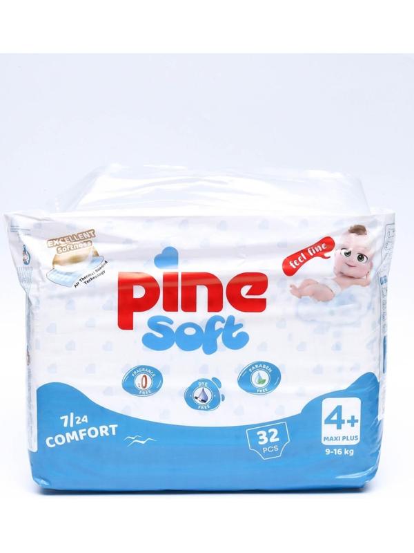 Подгузники детские Pine Soft 4+ Maxi Plus (9-16 kg), 32 шт