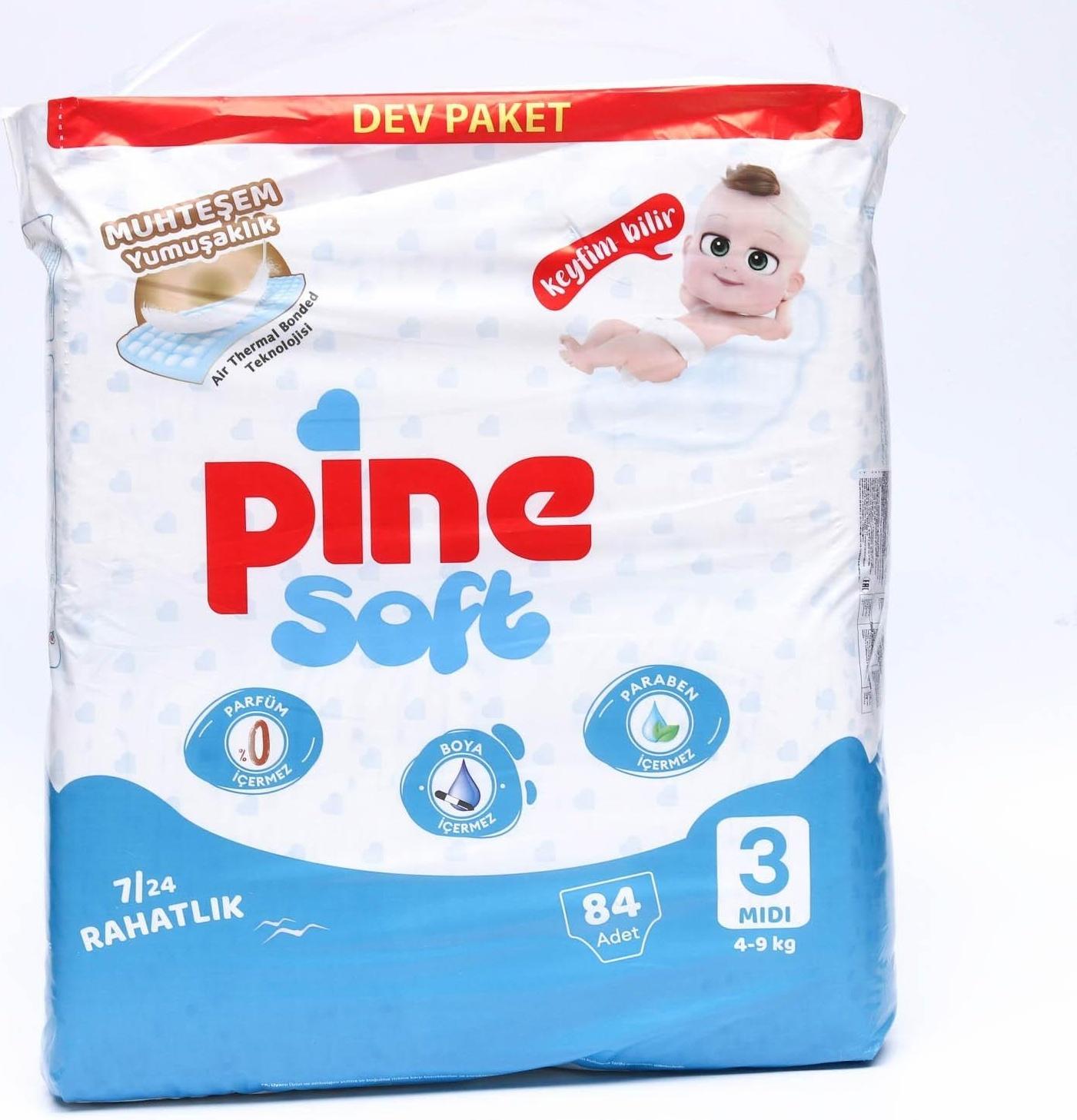 Подгузники детские Pine Soft 3 Midi (4 - 9 kg), 84 шт