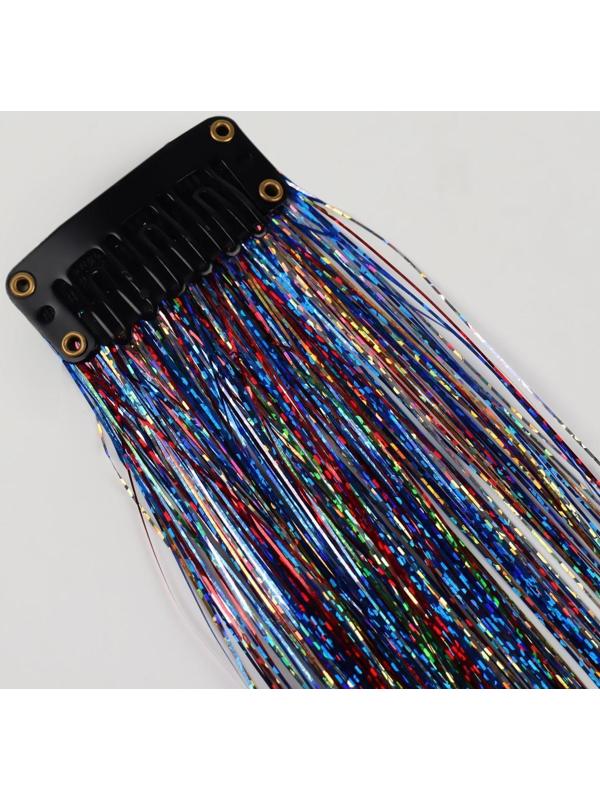 Прядь для волос, дождик, на заколке, 50 см, разноцветная