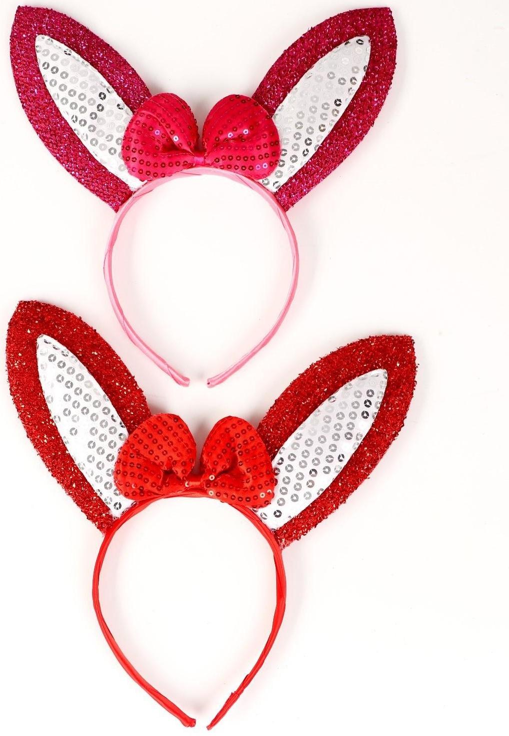 Карнавальный ободок «Зайка» с бантиком, цвета МИКС