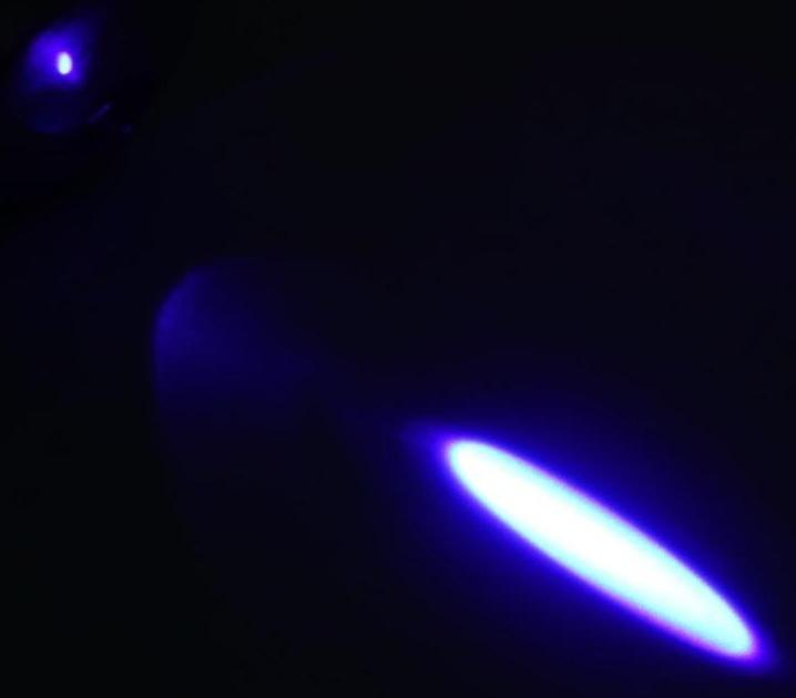 Лазерная указка, дальность 500 м, 405 нм, 2 ААА, фиолетовый луч, 15.5 х 1.4 см