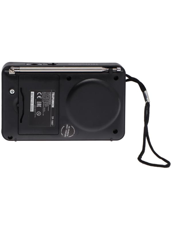 Радиоприемник Telefunken TF-1667, FM+ 87.5 МГц - 108 МГц, MP3, USB, microSD,800 мАч, чёрный