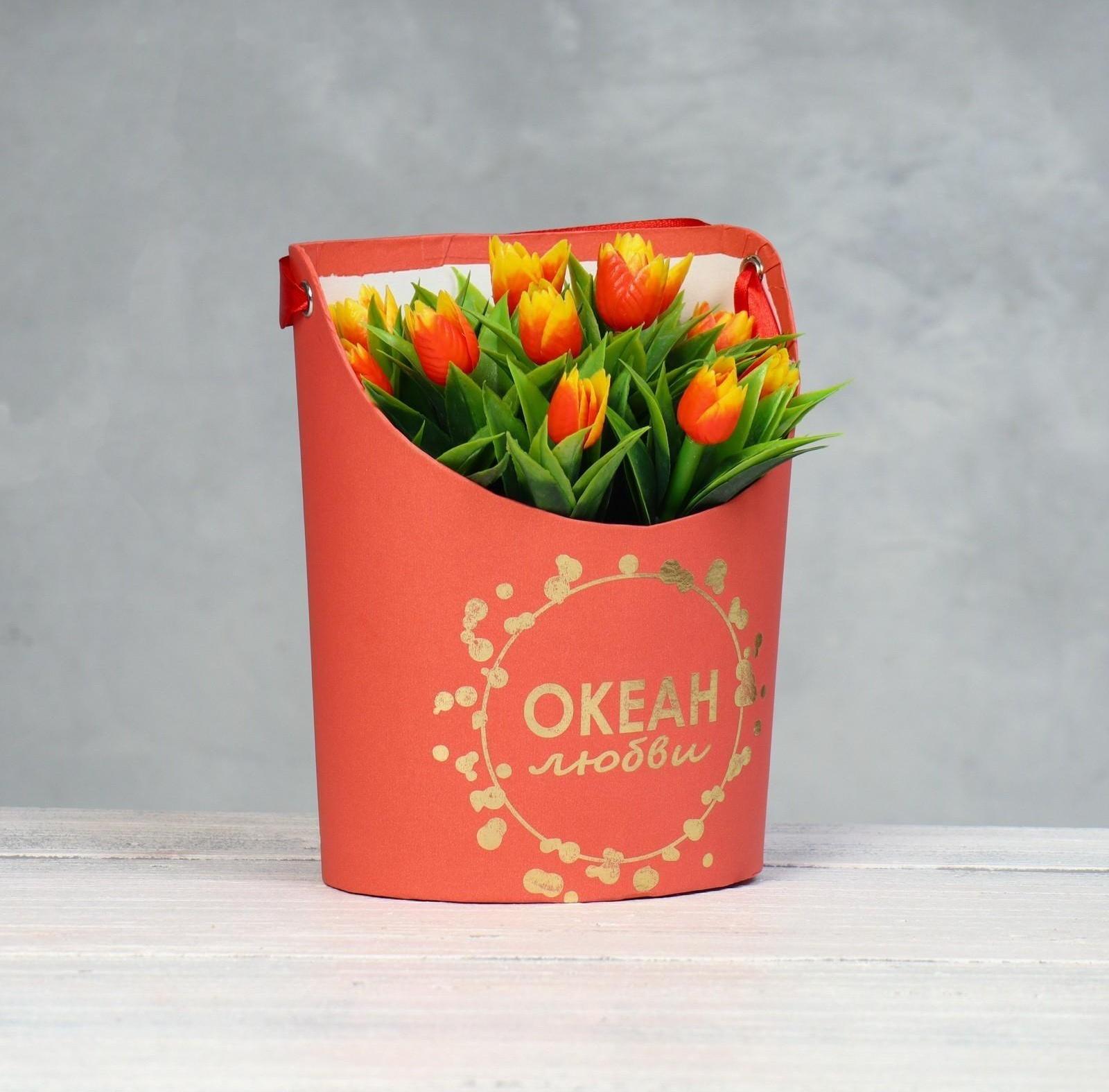 Переноска для цветов, ваза Овал с тиснением 