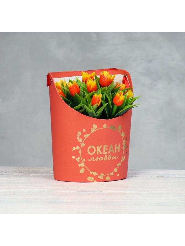 Переноска для цветов, ваза Овал с тиснением 