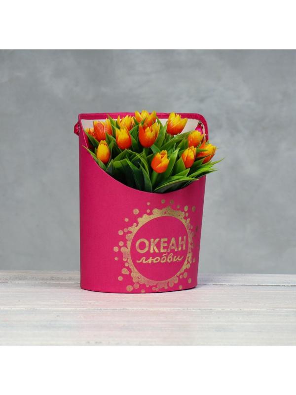 Переноска для цветов, ваза Овал с тиснением 