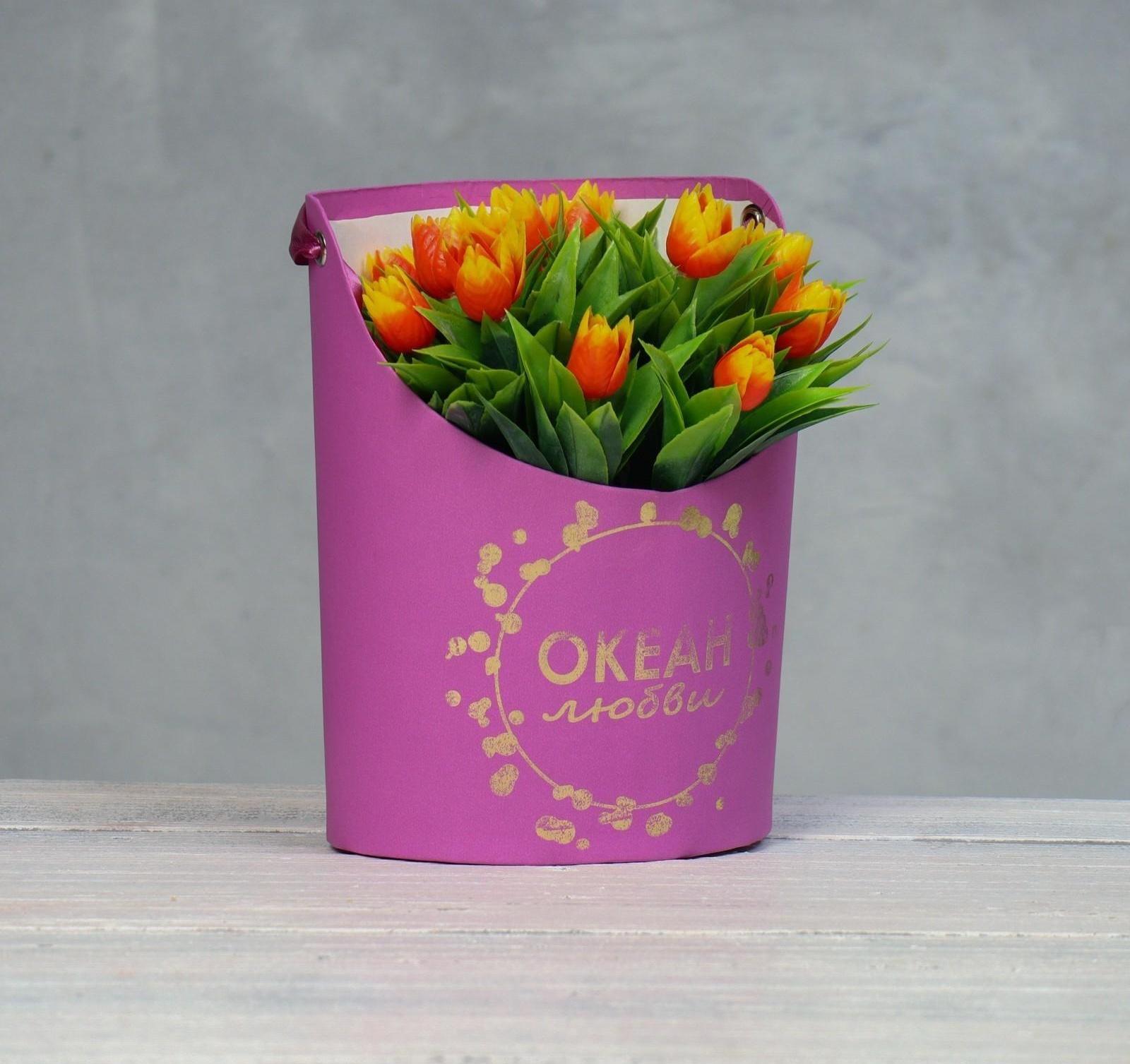 Переноска для цветов, ваза Овал с тиснением 