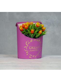 Переноска для цветов, ваза Овал с тиснением 