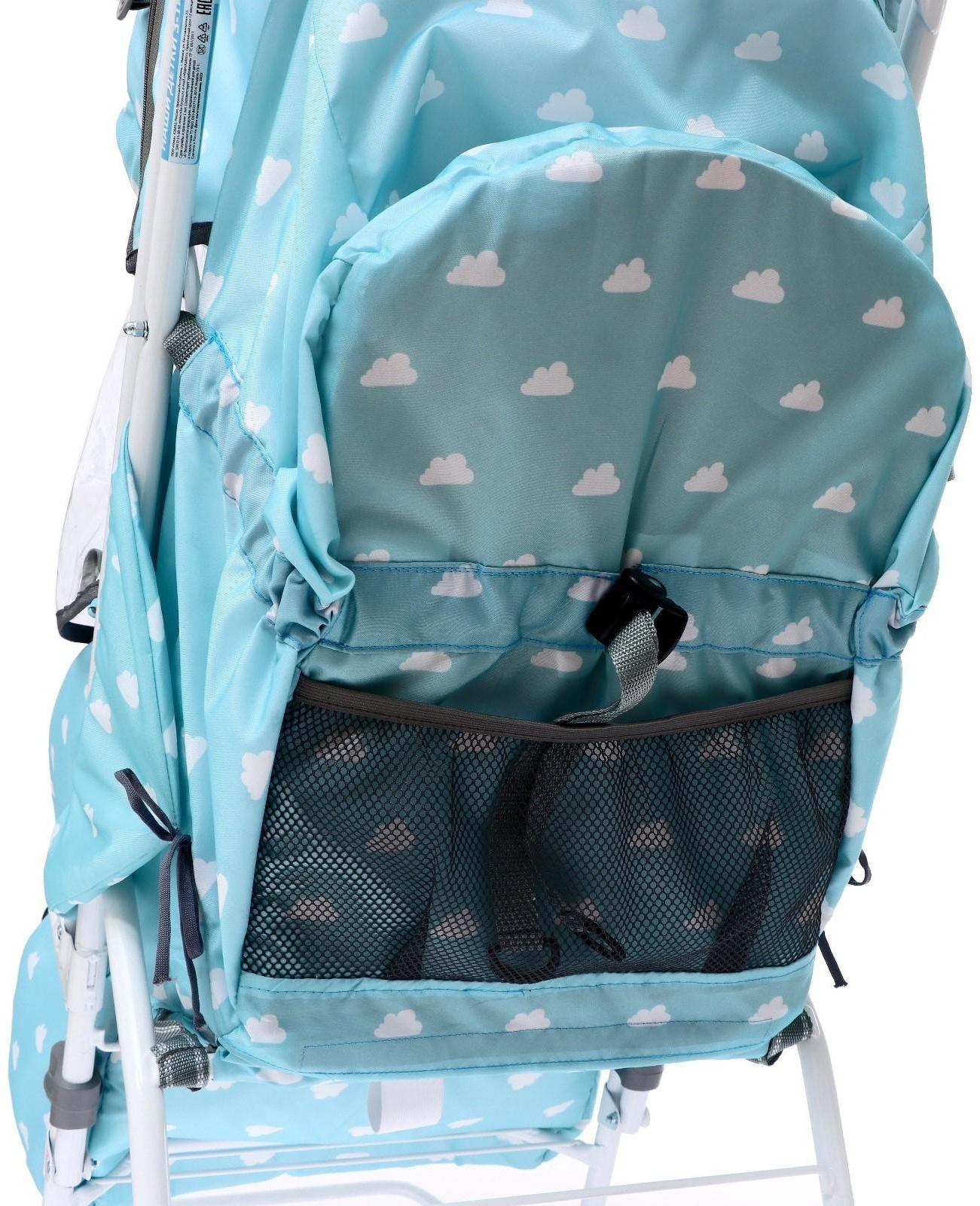 Санки-коляска «Наши детки 3-1К», принт с облачками, цвет голубой
