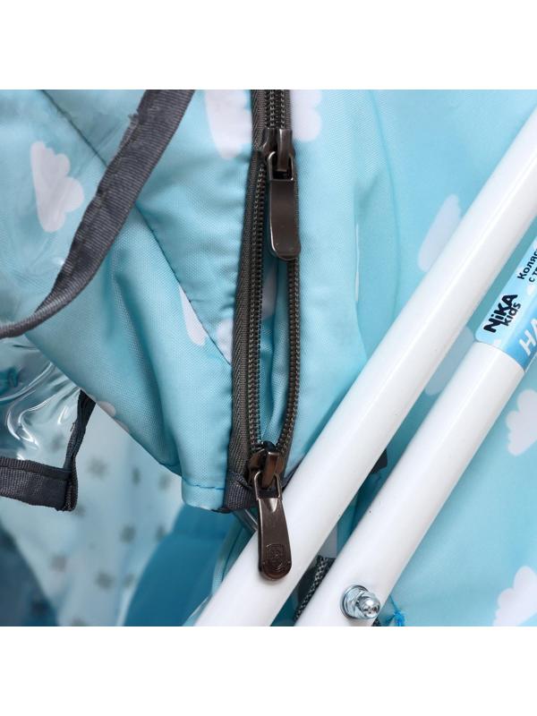 Санки-коляска «Наши детки 3-1К», принт с облачками, цвет голубой