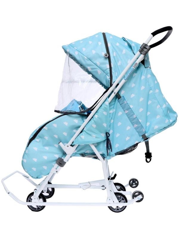 Санки-коляска «Наши детки 3-1К», принт с облачками, цвет голубой