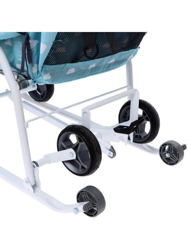 Санки-коляска «Наши детки 3-1К», принт с облачками, цвет голубой