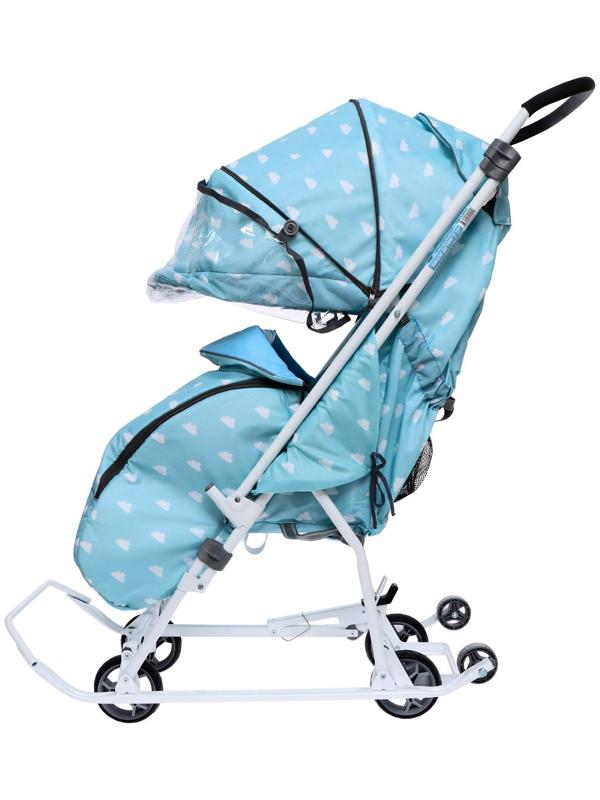 Санки-коляска «Наши детки 3-1К», принт с облачками, цвет голубой