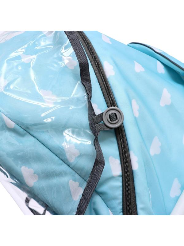 Санки-коляска «Наши детки 3-1К», принт с облачками, цвет голубой