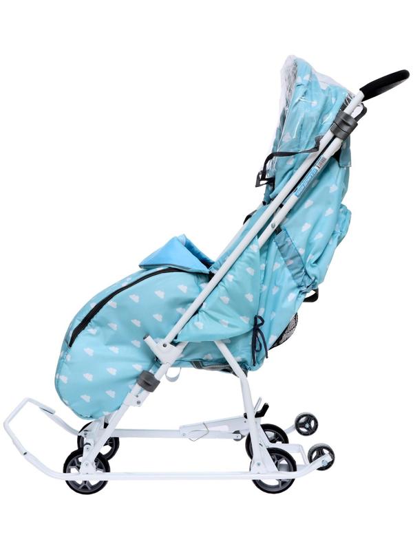 Санки-коляска «Наши детки 3-1К», принт с облачками, цвет голубой