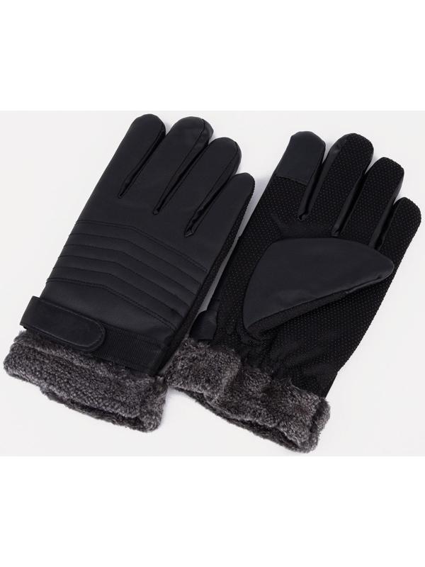 Перчатки мужские, безразмерные, с утеплителем, цвет чёрный