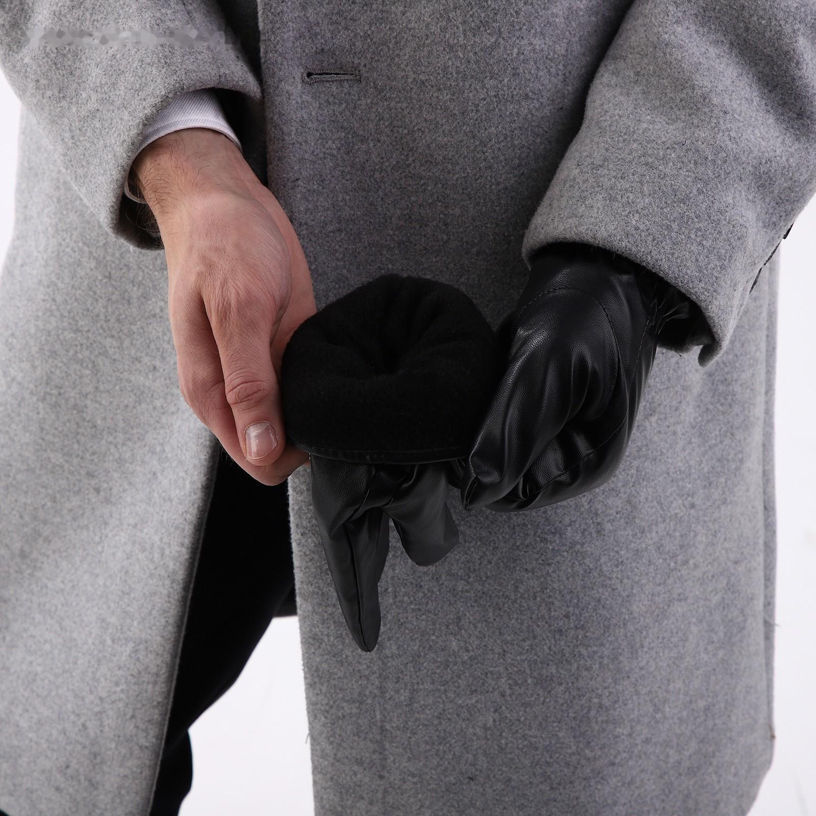 Перчатки мужские, безразмерные, с утеплителем, цвет чёрный