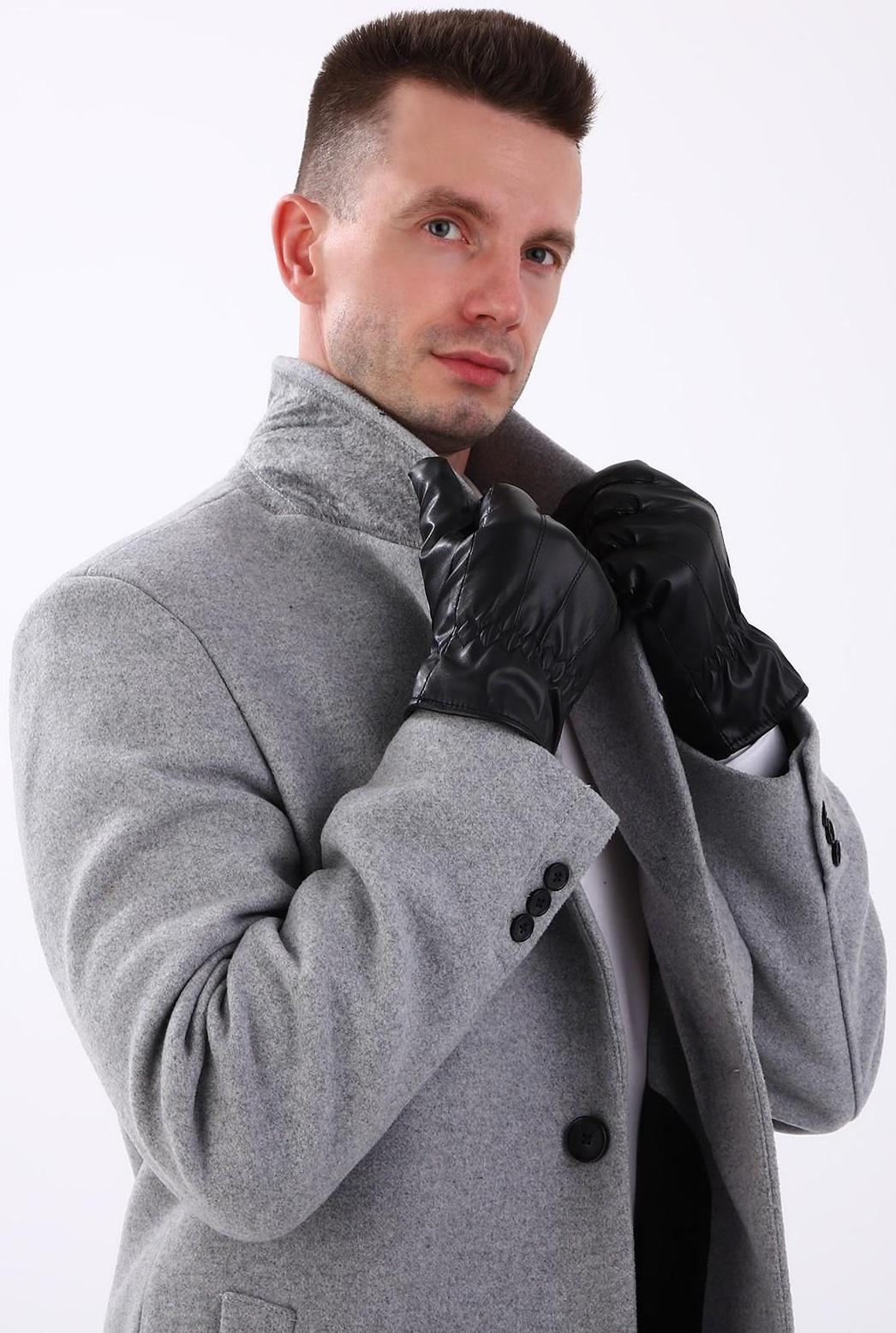 Перчатки мужские, безразмерные, с утеплителем, цвет чёрный