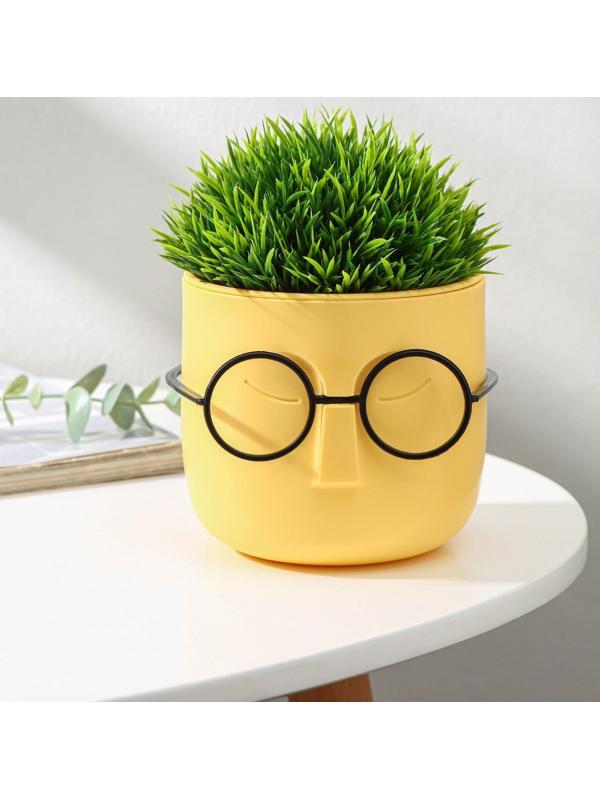 Кашпо для цветов со вставкой «Стив», 650 мл, d=11,5 см, h=10,5 см, цвет банановый