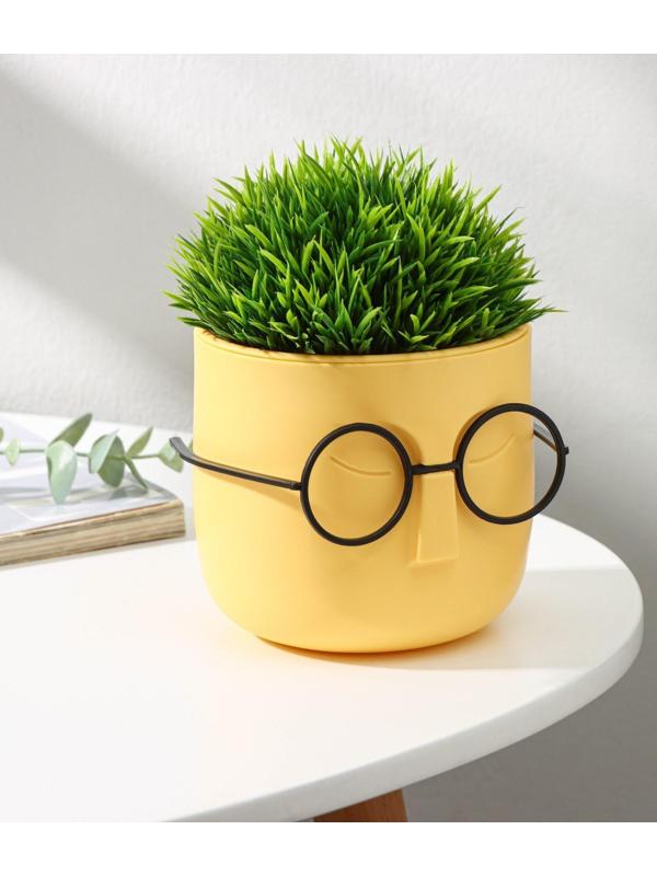 Кашпо для цветов со вставкой «Стив», 650 мл, d=11,5 см, h=10,5 см, цвет банановый