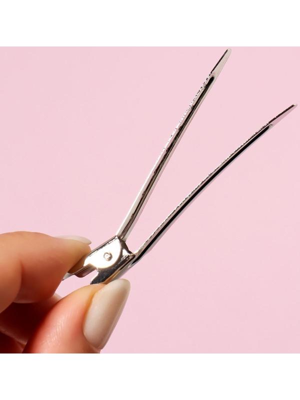 Зажимы для волос, 7 см, 6 шт, цвет серебристый