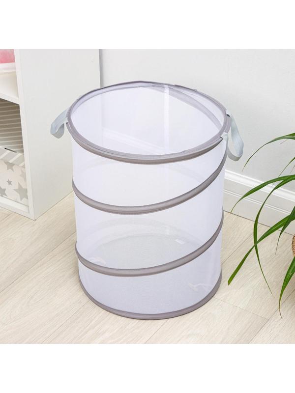 Корзина для белья складная Доляна, 35×35×43 см, цвет серый