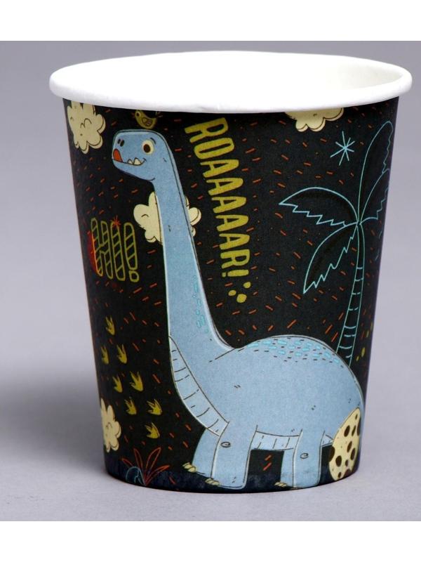 Стаканы бумажные «Динозавр», в наборе 6 штук