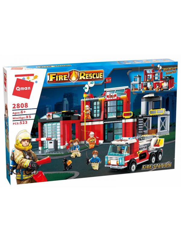 Конструктор Qman «Пожарная станция» 2808 Fire Rescue / 523 детали