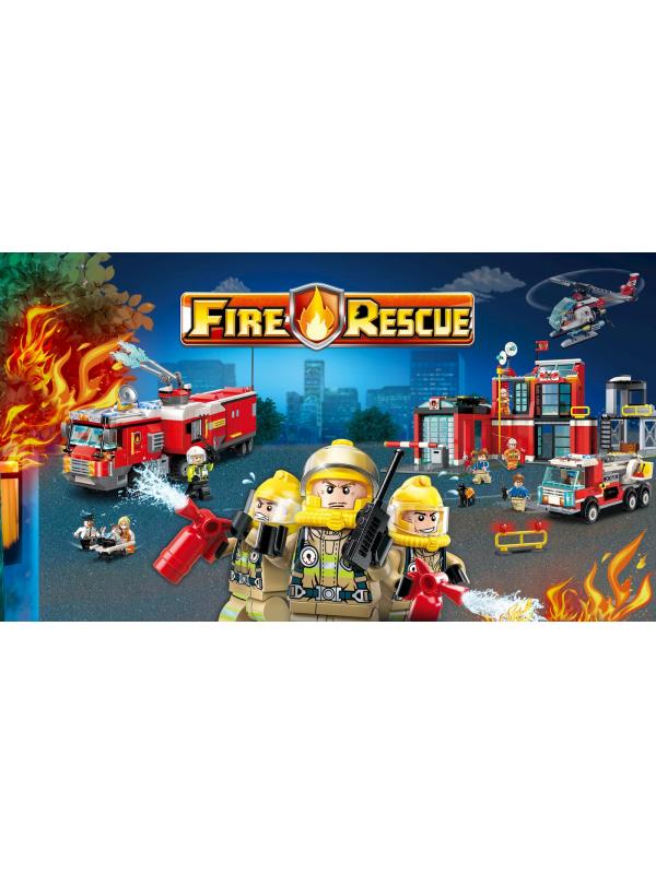 Конструктор Qman «Пожарная станция» 2808 Fire Rescue / 523 детали