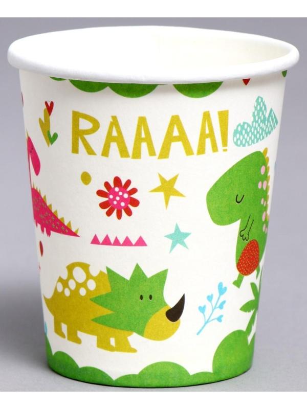 Стаканы бумажные «Динозавры», в наборе 6 штук