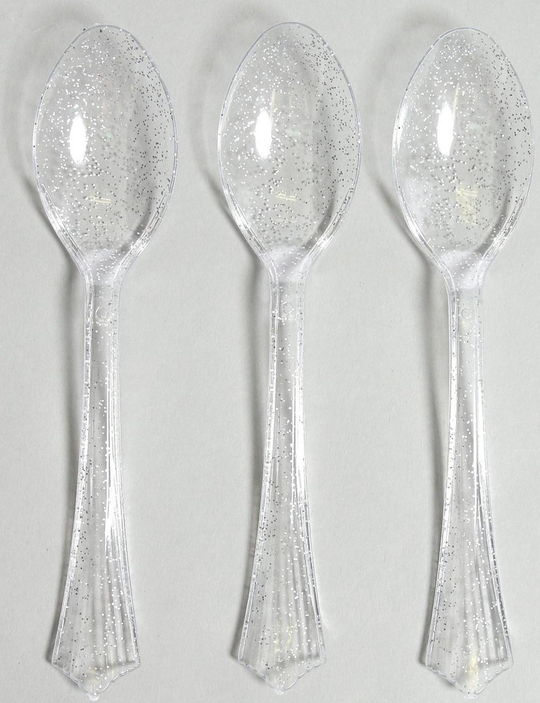 Ложки пластиковые «Блеск», в наборе 12 штук, цвет серебро