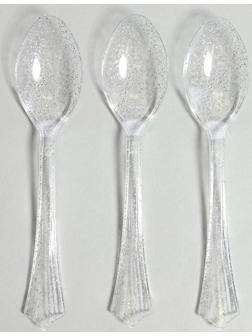 Ложки пластиковые «Блеск», в наборе 12 штук, цвет серебро