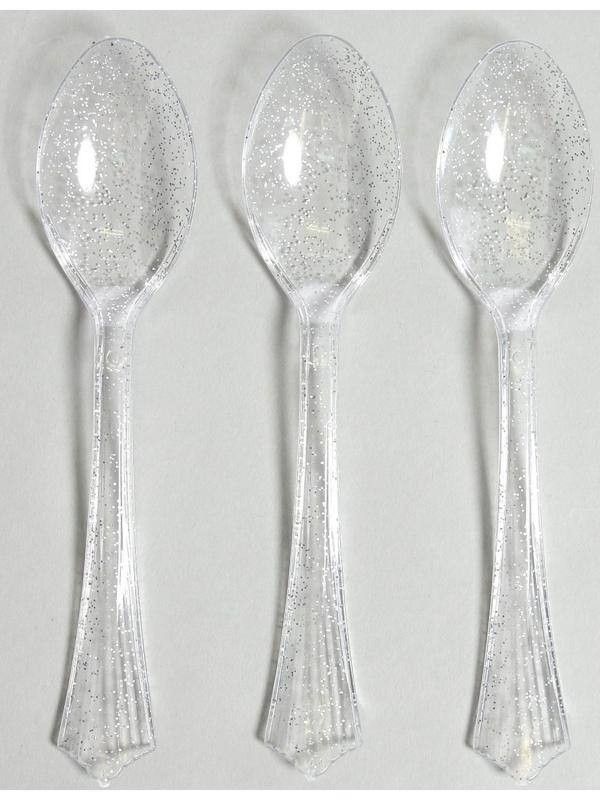 Ложки пластиковые «Блеск», в наборе 12 штук, цвет серебро