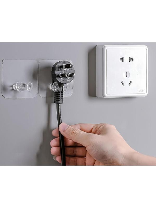 Держатель с клейкой поверхностью ТУНДРА, 60х60 мм, для вилки, прозрачный