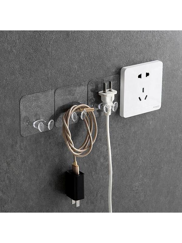 Держатель с клейкой поверхностью ТУНДРА, 60х60 мм, для вилки, прозрачный