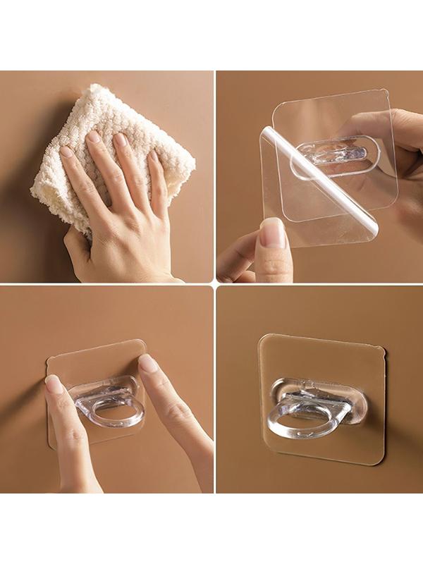 Держатель с клейкой поверхностью ТУНДРА, d=25 мм, 68х68 мм, прозрачный