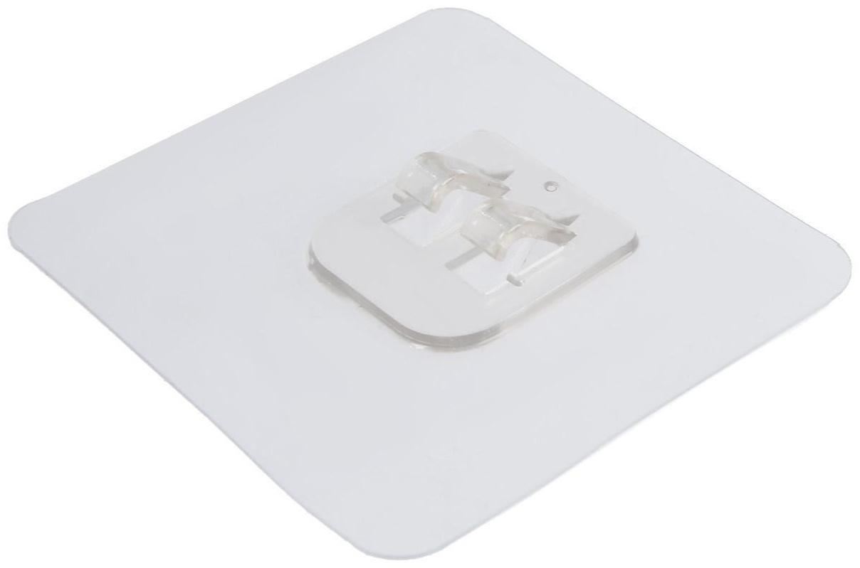 Держатель с клейкой поверхностью ТУНДРА, 60х60 мм, для крепления полок, прозрачный