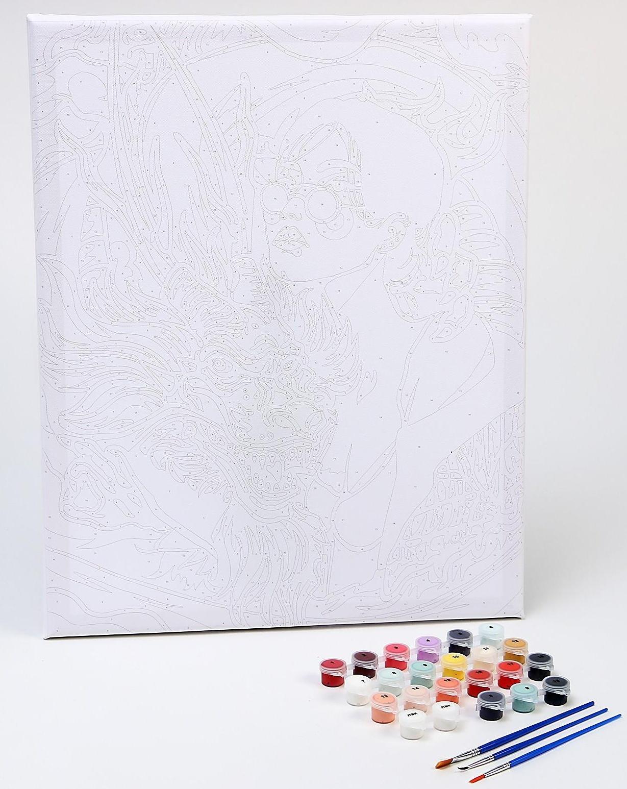 Картина по номерам на холсте с подрамником «Девушка с драконом» 40х50 см