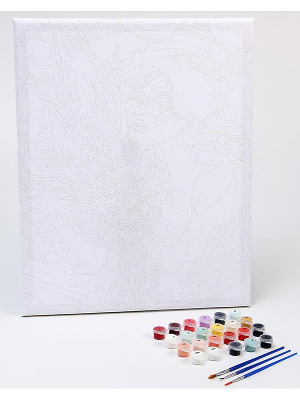 Картина по номерам на холсте с подрамником «Девушка с драконом» 40х50 см