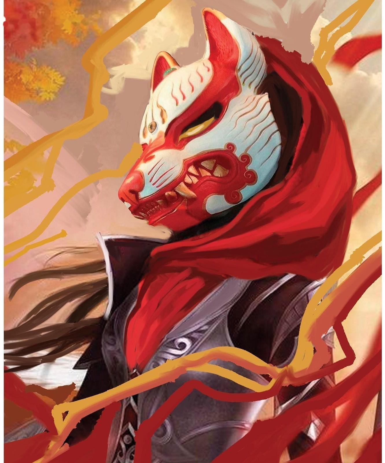 Картина по номерам на холсте с подрамником «Девушка в японской маске» 40х50 см