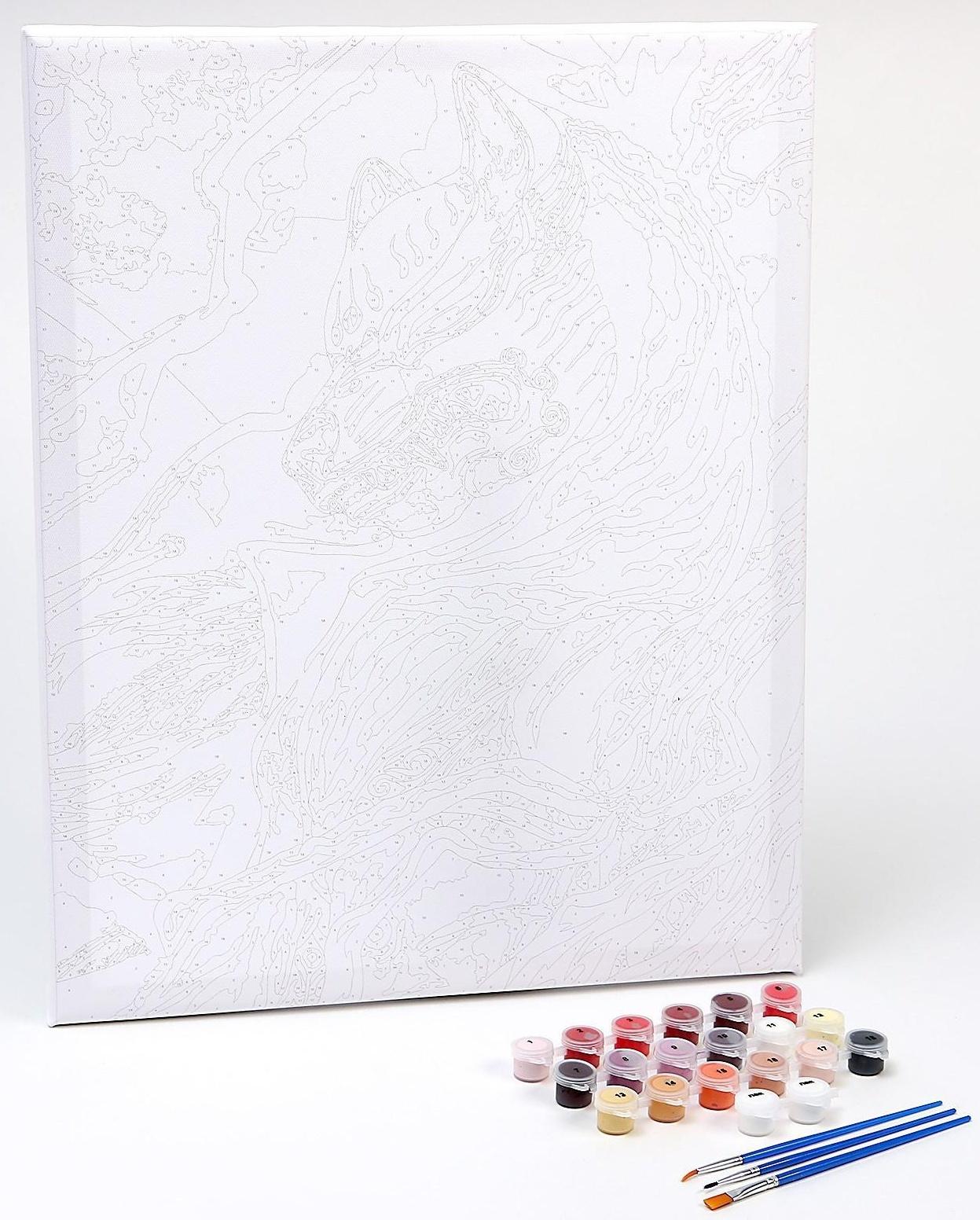 Картина по номерам на холсте с подрамником «Девушка в японской маске» 40х50 см