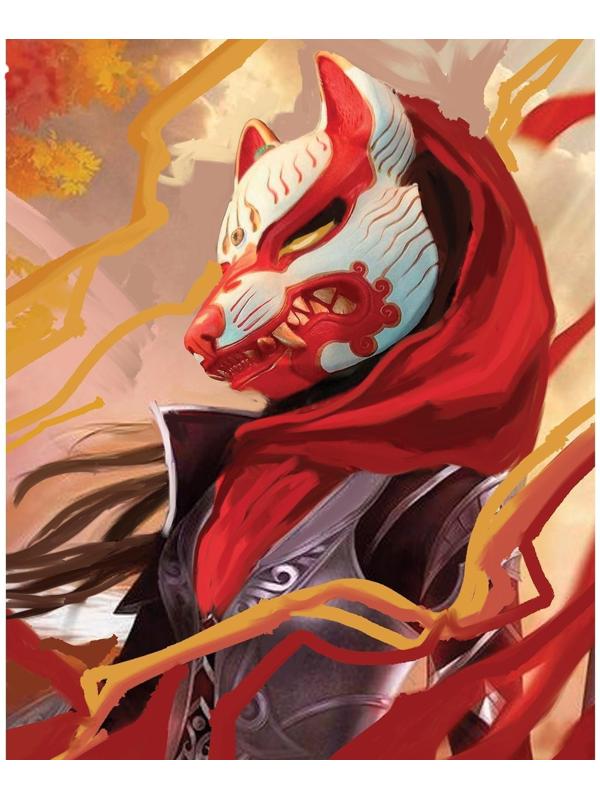 Картина по номерам на холсте с подрамником «Девушка в японской маске» 40х50 см