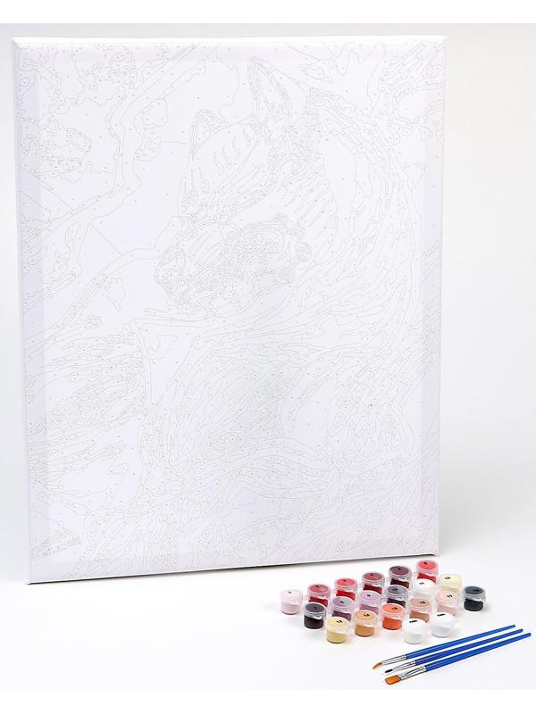 Картина по номерам на холсте с подрамником «Девушка в японской маске» 40х50 см