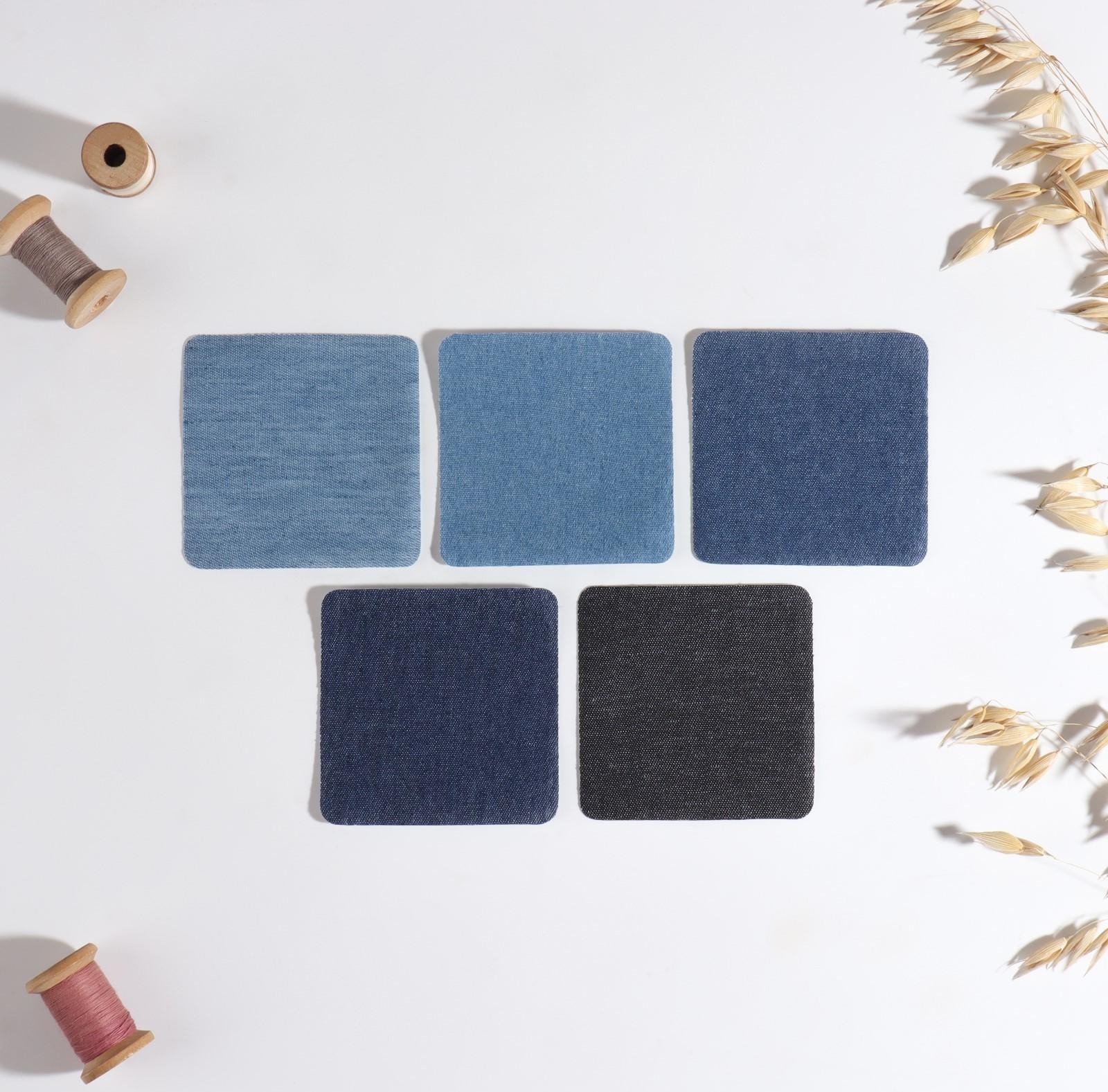 Набор заплаток для одежды «Синий спектр», квадратные, термоклеевые, 7,5 × 7,5 см, 5 шт