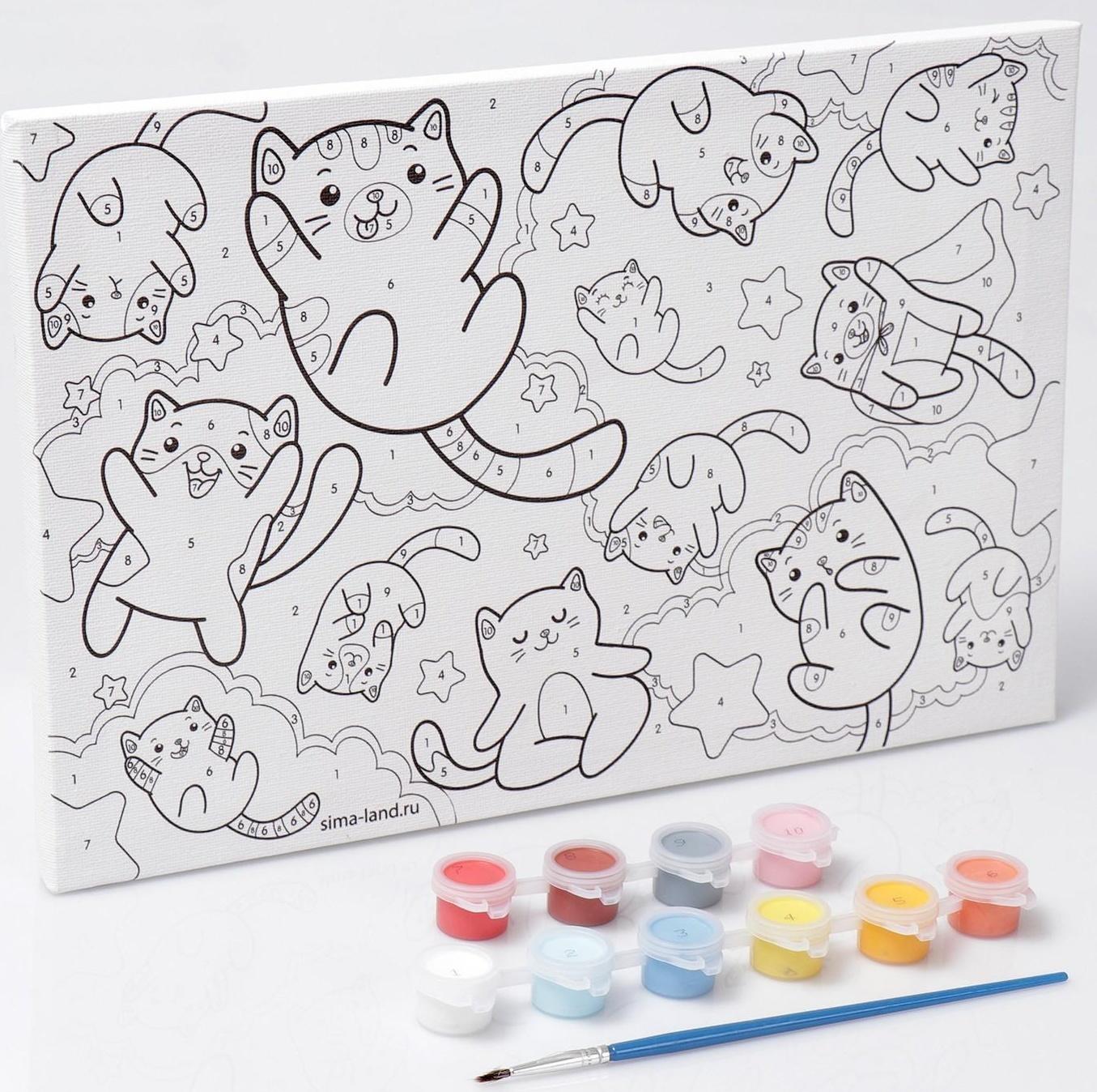 Картина по номерам «Парящие котята» 20х30 см